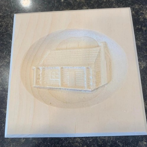 Log cabin engraving - cabin, wood